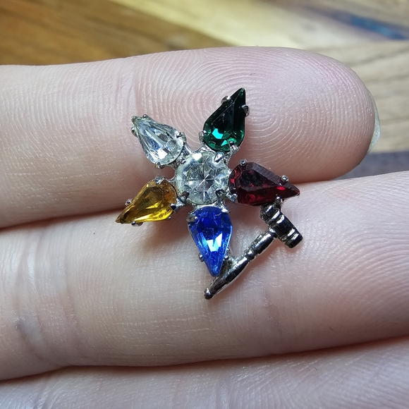 OES Order of Eastern Star Vintage Lapel Pin Silvertone Star With Gavel Masonic - Picture 1 of 6